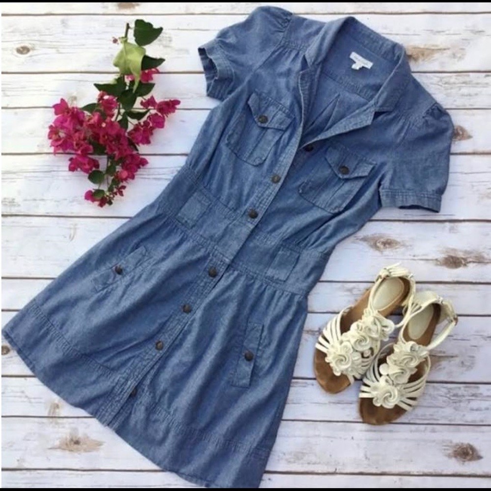 Silence and noise denim dress with belt & pockets